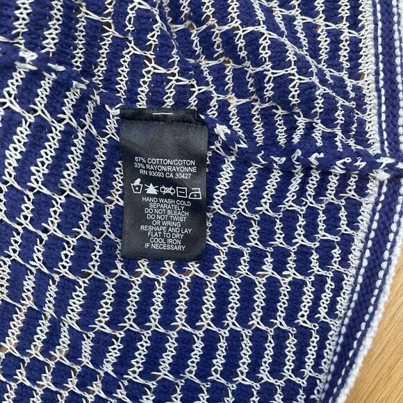 Nic+Zoe Cardigan Sweater Womens Size XL Blue White Stripe Knit Open Front NWT - Picture 5 of 8